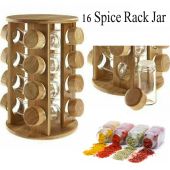 Wooden Jars Spice Organized Set of 16 Spice Jars w